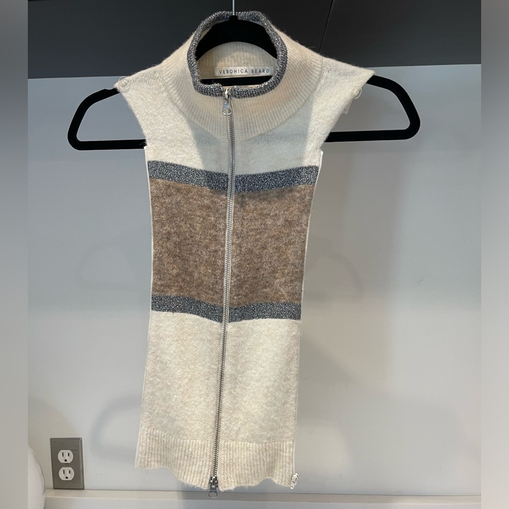 $298 Veronica Beard Metallic Merino Wool Blend Sweater Dickey Jacket insert